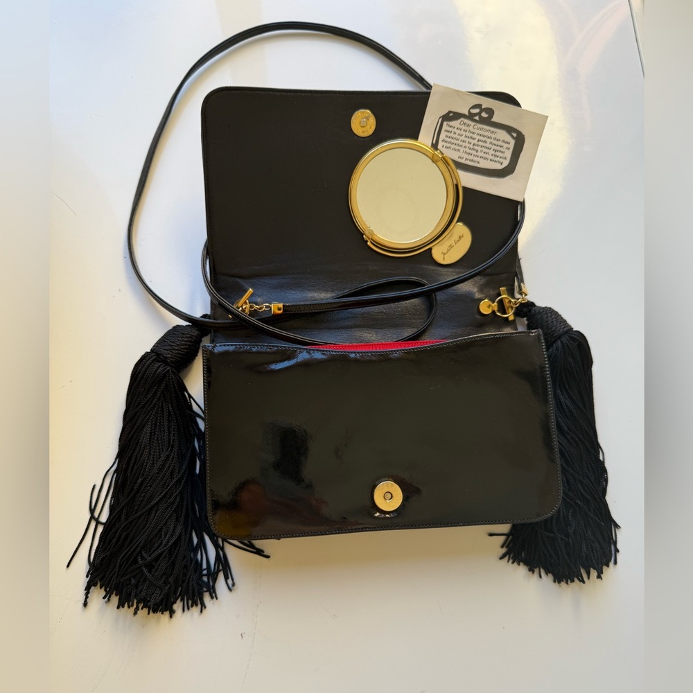 Judith Leiber Black Patent leather convertible bag